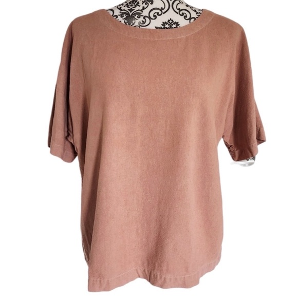 Na Nin Naomi Raw Silk Tee Blush Made in USA Boxy Short Sleeve Top - Picture 3 of 9